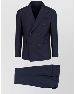 Tagliatore Double Breasted Suit Notch Lapel Tailoring - Blue