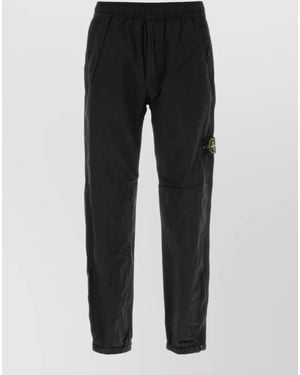 Stone Island Nylon Trousers Featuring Practical Side Pockets - Black