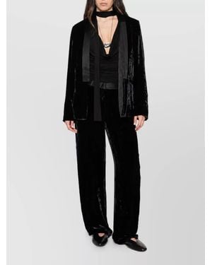 forte_forte Silk Crushed-Velvet Straight-Leg Suit Pants - Black