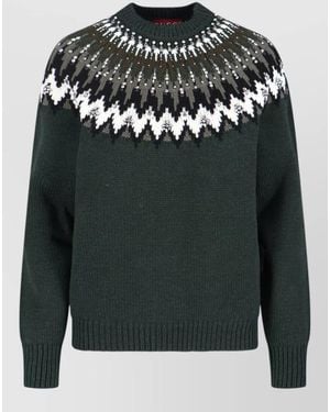 Gucci Crew Neck Knit Sweater Long Sleeves Ribbed - Gray