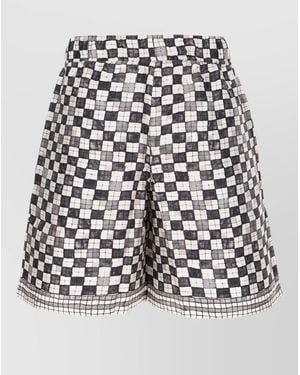Amiri Chequered Mesh Overlay Tailored Bermuda Shorts - White