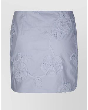 ROTATE BIRGER CHRISTENSEN Embroidered Floral Cotton Mini Skirt - Blue