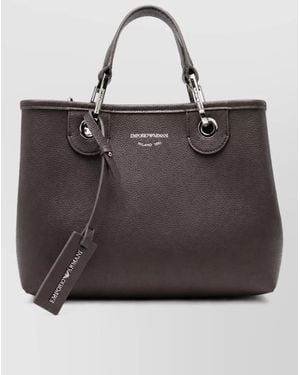 Emporio Armani Grained Logo Print Shoulder Bag - Black