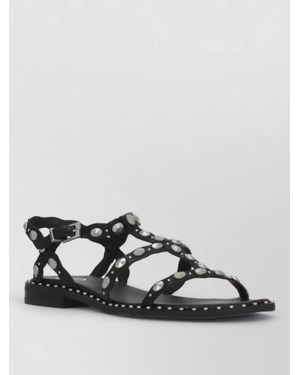 Ash Flat Sandals Ankle Strap Multi Straps - Black