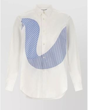 Comme des Garçons Striped Shirt Button Down Collar Long Sleeves - Blue