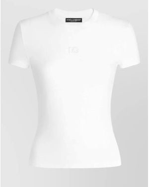 Dolce & Gabbana Crew Neck Silk Blend Slim Fit Top - White