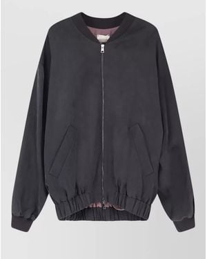 Alysi Lyocell And Linen Bomber Jacket - Blue