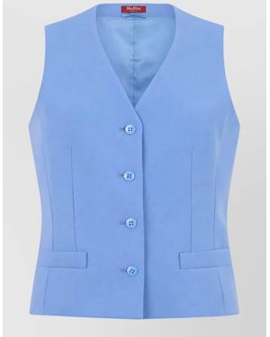 Max Mara Wool V-Neck Sleeveless Jumper - Blue