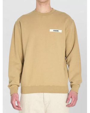 Jacquemus Crewneck Long Sleeves Ribbed Cuffs Straight Hem - Natural