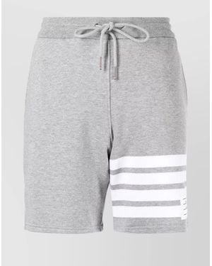Thom Browne Mid-Thigh Shorts With 4 Bar Stripe - Gray