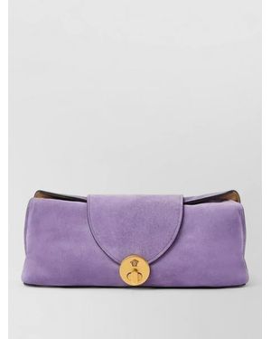 Versace Na Suede Calf Leather Shoulder Bag - Purple