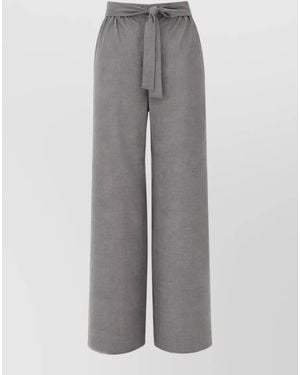 Max Mara Virgin Wool Wide-Leg Lounge Pants - Gray