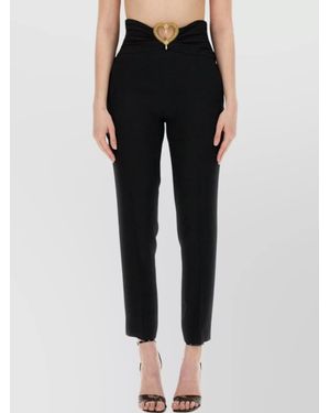 Moschino Heart Embellished High-Waisted Ankle Pants - Black