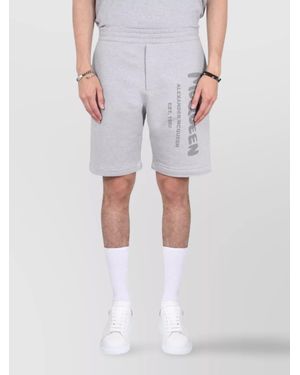 McQueen Logo Print Bermuda Shorts - Grey