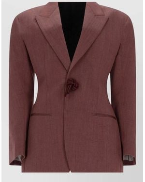 Bottega Veneta Linen Wool Suit Jacket - Purple