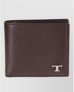 Tod's Textured Bifold Wallet Compact Shape Design - Brown