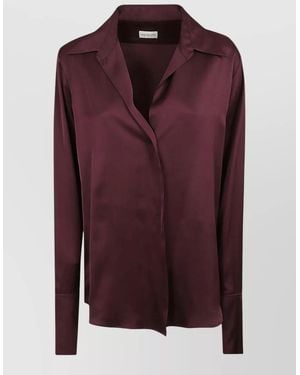 Dries Van Noten Silk Satin Shirt Relaxed Fit - Purple