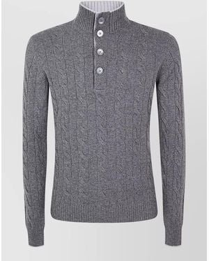 Barba Napoli Wool Polo Jumper - Grey