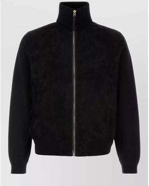 Tom Ford Stretch Wool Jacket High Collar Ribs - Black