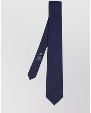Elios Milano Geometric Pattern Scarf Embroidered Detailing - Blue