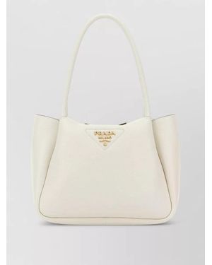Prada Small Leather Tote Bag - Natural