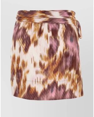 Isabel Marant Cotton Printed Wrap Mini Skirt - Pink