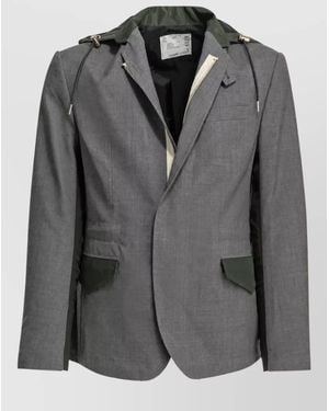 Sacai Single Breasted Coat - Black