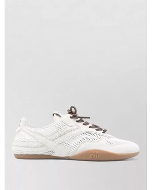 Miu Miu Mesh And Suede Low-Top Trainers - White