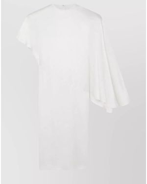 Stella McCartney Crepe-Effect Asymmetric Ruched Midi Dress - White