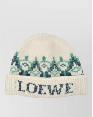 Loewe Sequin Knit Beanie Hat Folded Cuff - Blue