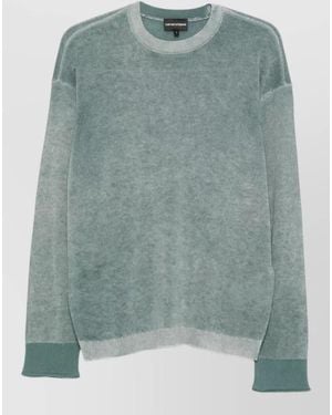 Emporio Armani Wool Knit Jumper Crew Neck Long Sleeves - Green
