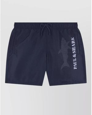 Paul & Shark Shark Graphic Swim Shorts Side Pockets - Blue