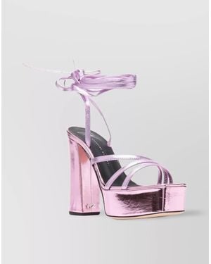 Giuseppe Zanotti Metallic Leather Heel Sandals - Pink