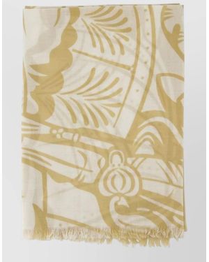 Burberry Large Wool Scarf Abstract Pattern - Natural