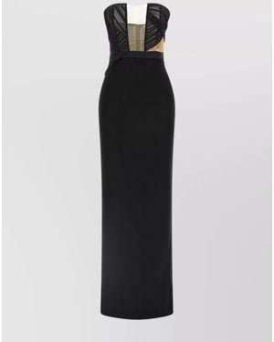 Nensi Dojaka Draped Corsetted Maxi Dress - Black
