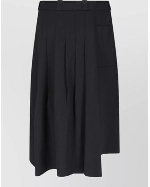 Our Legacy Virgin Wool Asymmetric Pleated Midi Skirt - Black