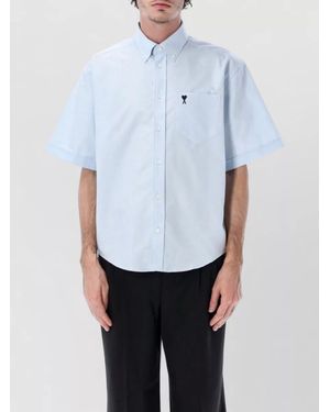 Ami Paris Adc Cotton Bowling Shirt Relaxed Cut - Blue