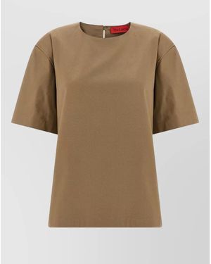 Thelatest Dean Round Neck Short Sleeve Top - Natural