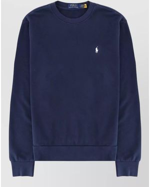 Polo Ralph Lauren Crew Neck Knit Jumper Ribbed Cuffs Hem - Blue