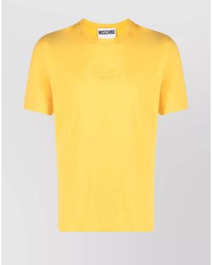 Moschino Logo Embroidered Short Sleeve T-Shirt - Yellow
