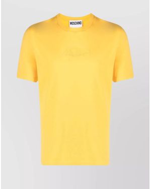 Moschino Logo Embroidered Short Sleeve T-Shirt - Yellow