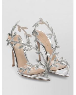 Gianvito Rossi Crystal Flavia Sandals 105Mm Leaf Motif - Grey