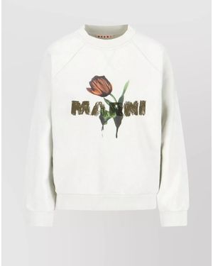 Marni Cotton Printed Sweatshirt - White