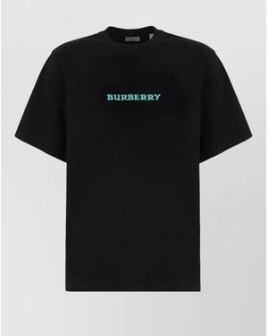 Burberry Cotton Crew Neck T Shirt Graphic Print - Black