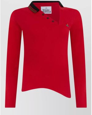 Vivienne Westwood Cotton Asymmetric Long-Sleeve Polo Shirt - Red