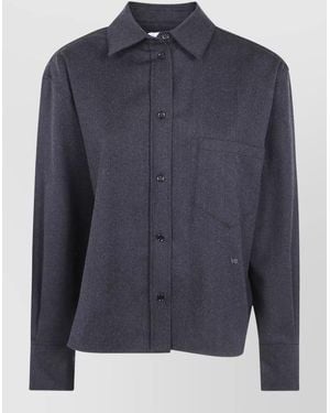 Victoria Beckham Ellys Tailored Shirt Jacket Chest Pocket - Blue