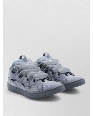 Lanvin Low Top Sneakers Mesh Suede Rubber Sole - Gray
