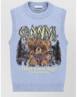 Ganni Alpaca Wool Tank Top - Blue