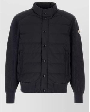 Moncler Cotton Blend Cardigan Padded Casual Style - Blue