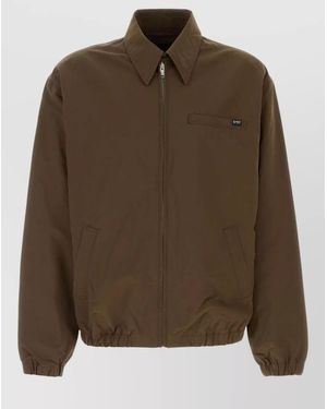 Prada Collared Jacket Elastic Cuffs Side And Chest Pockets - Brown